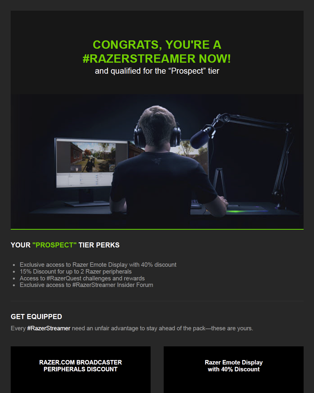 #RazerStreamer Program メール抜粋